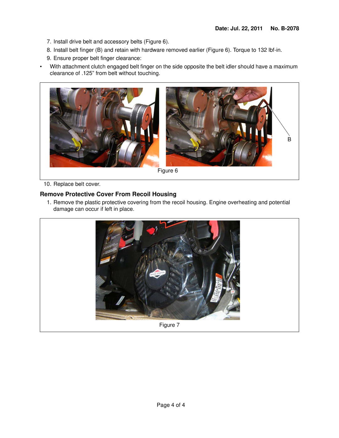 Ariens 926040, 926039, 926038 manual Remove Protective Cover From Recoil Housing 