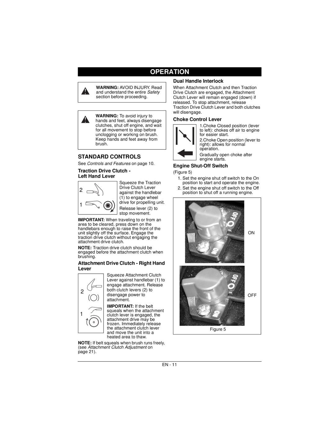 Ariens 926057 warranty Operation, Standard Controls 