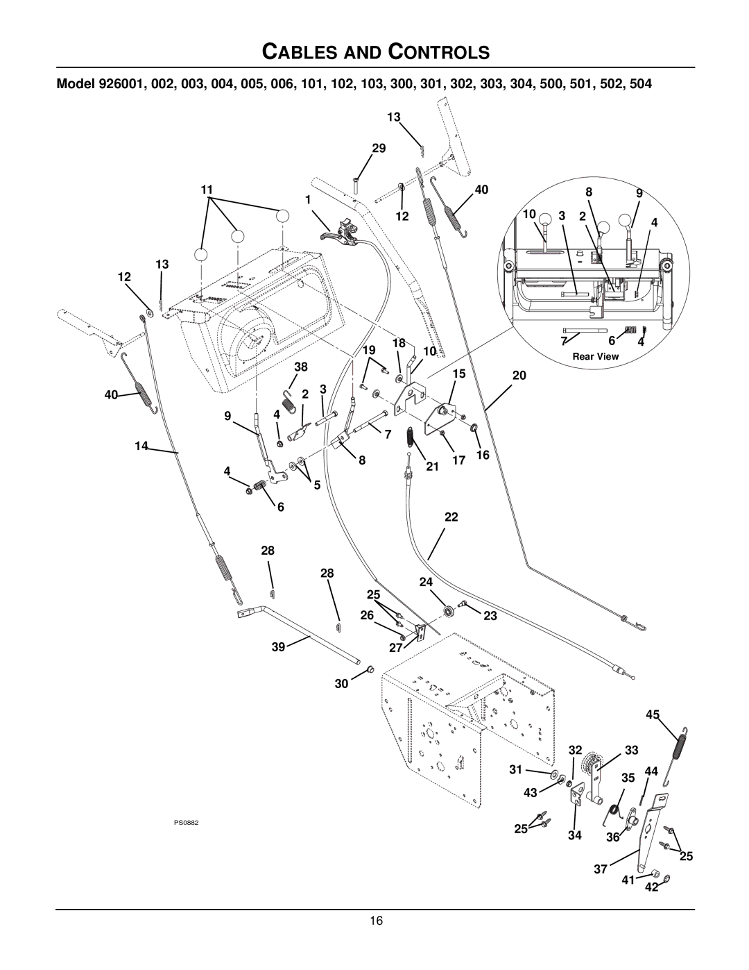 Ariens 926006 - 1328DLE, 926301 - 926DLE, 926300 - 11526DLE, 926103 - 1332LE, 926003 - 1332LE manual Cables and Controls 