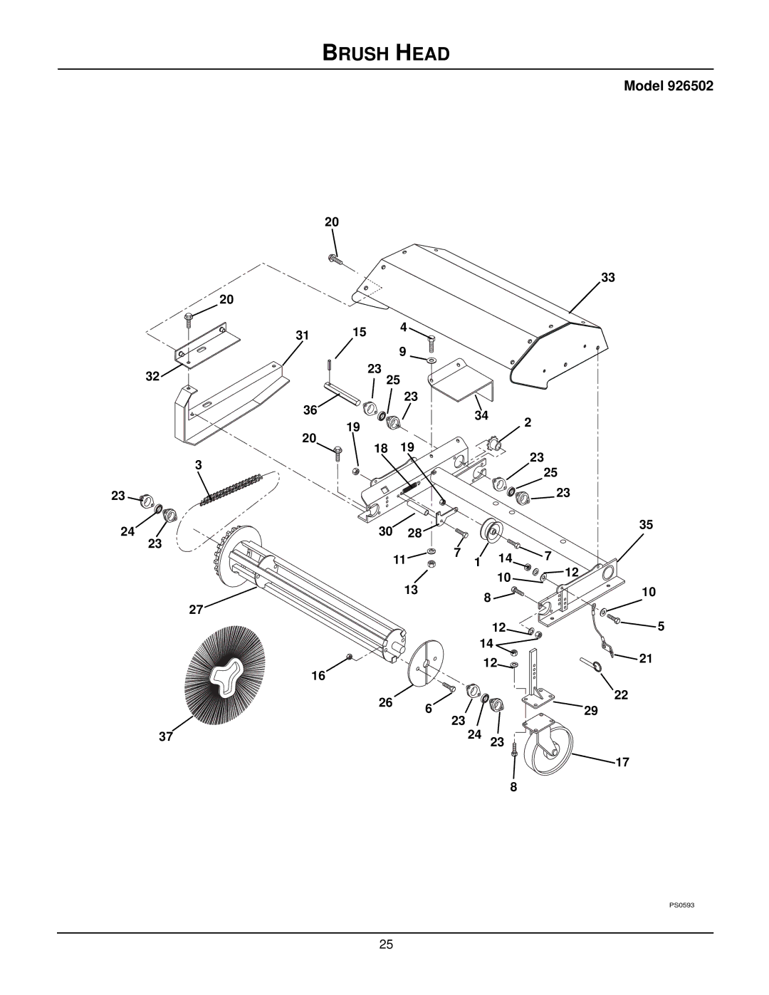 Ariens 926303 - 1328LE, 926301 - 926DLE, 926300 - 11526DLE, 926103 - 1332LE, 926006 - 1328DLE manual Brush Head, Model 