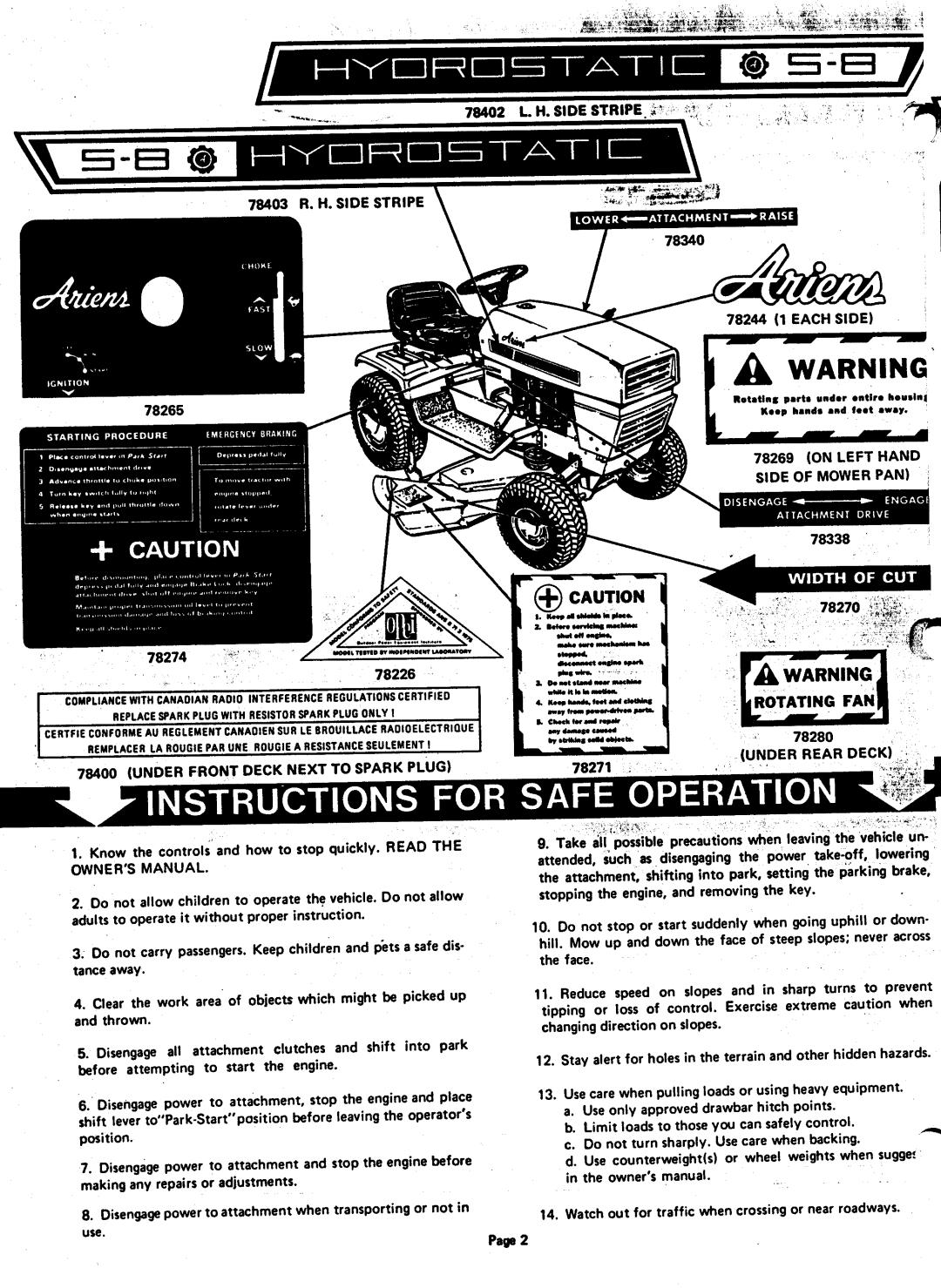Ariens 829002, 929001, 929002 manual 