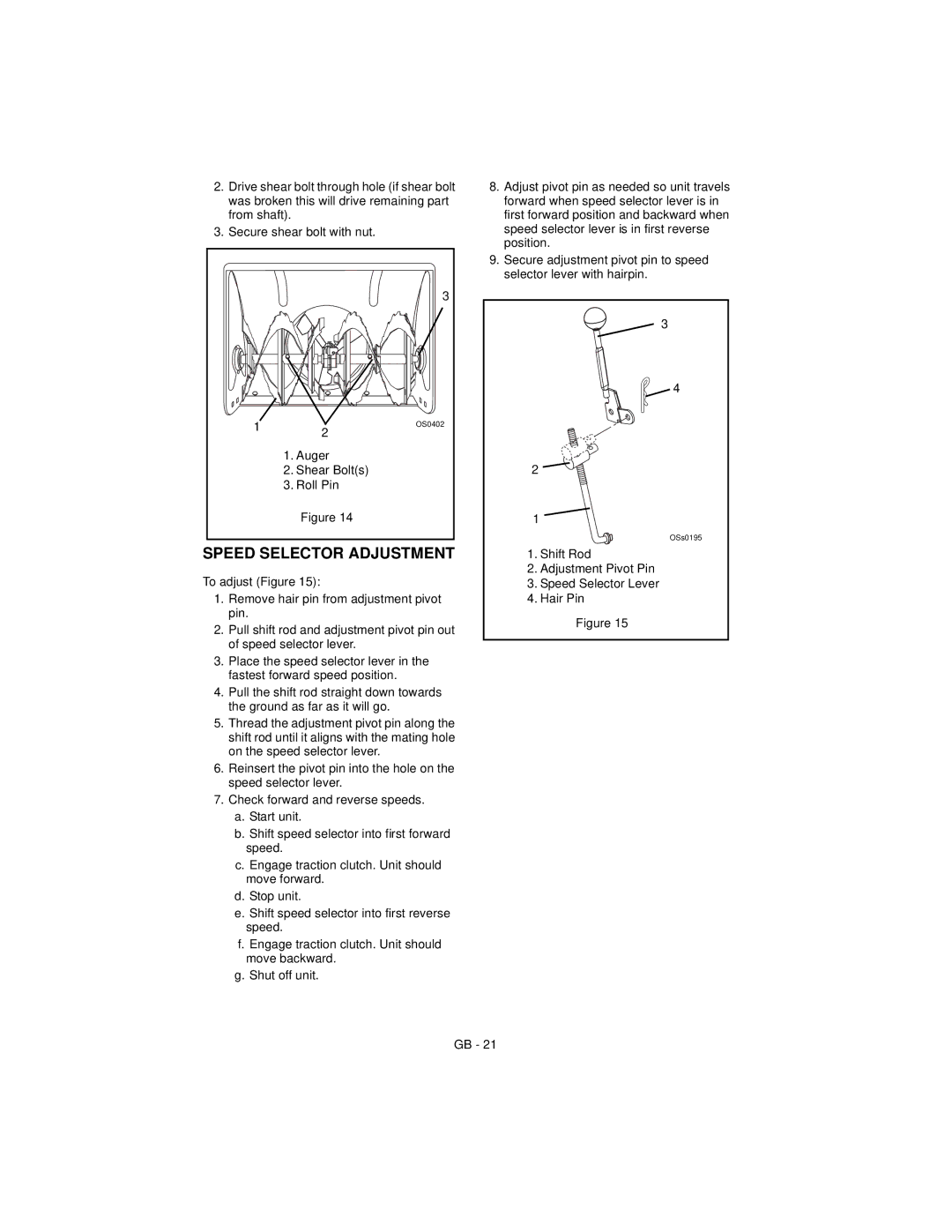 Ariens 932037 - 724, 932036 - 524, 932505 - 724, 932504 - 524 manual Speed Selector Adjustment 