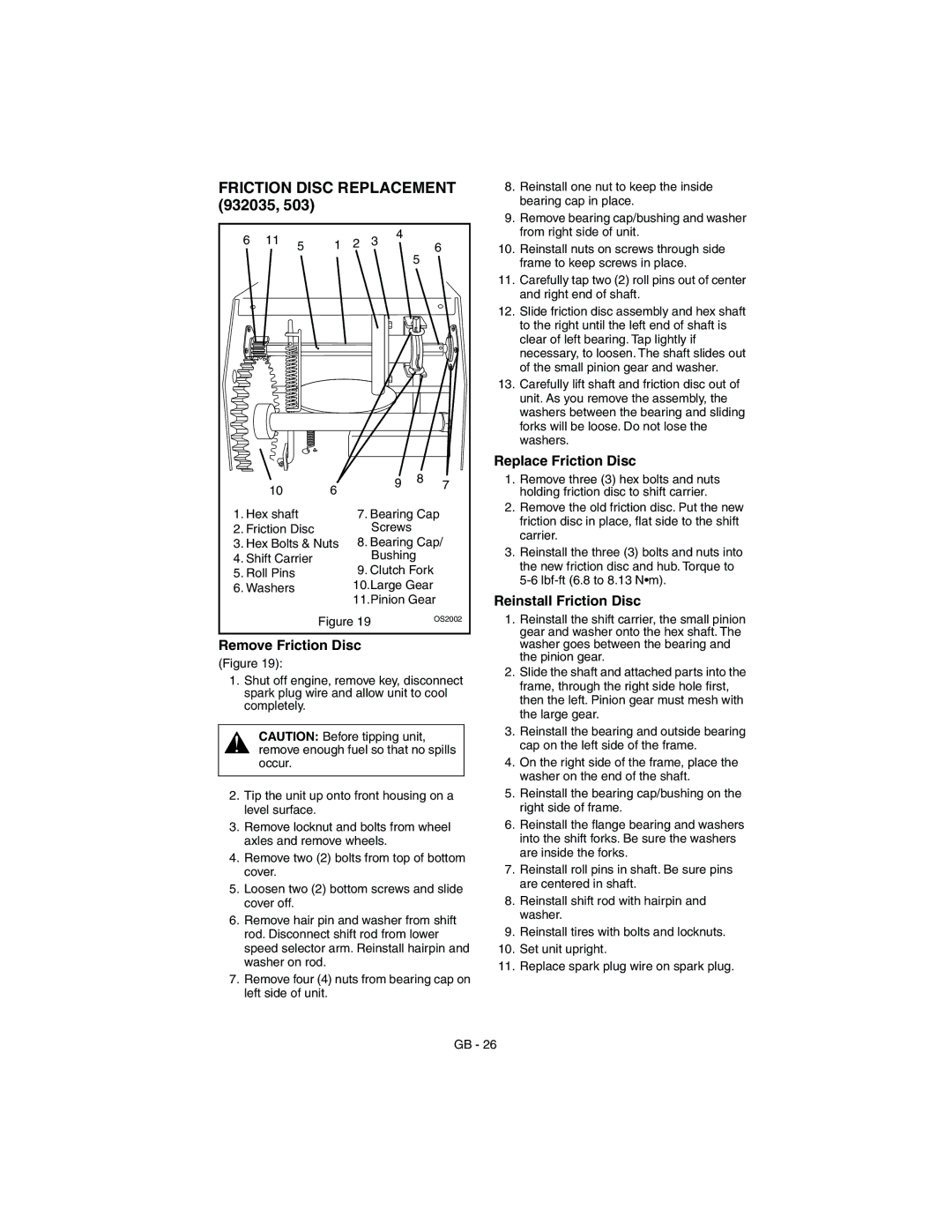 Ariens 932035 - 724 Friction Disc Replacement 932035, Remove Friction Disc, Replace Friction Disc, Reinstall Friction Disc 