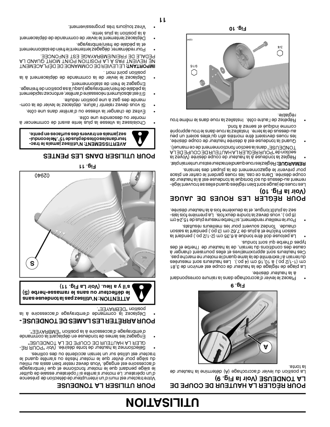 Ariens 935335 42 Jauge DE Roues LES Régler Pour, Tondeuse DE Lames LES Arrêter Pour, Tondeuse LA Utiliser Pour, 10 .Fig 