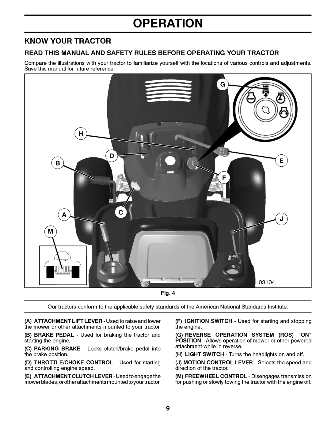 Ariens 935335 42 manual Know Your Tractor 