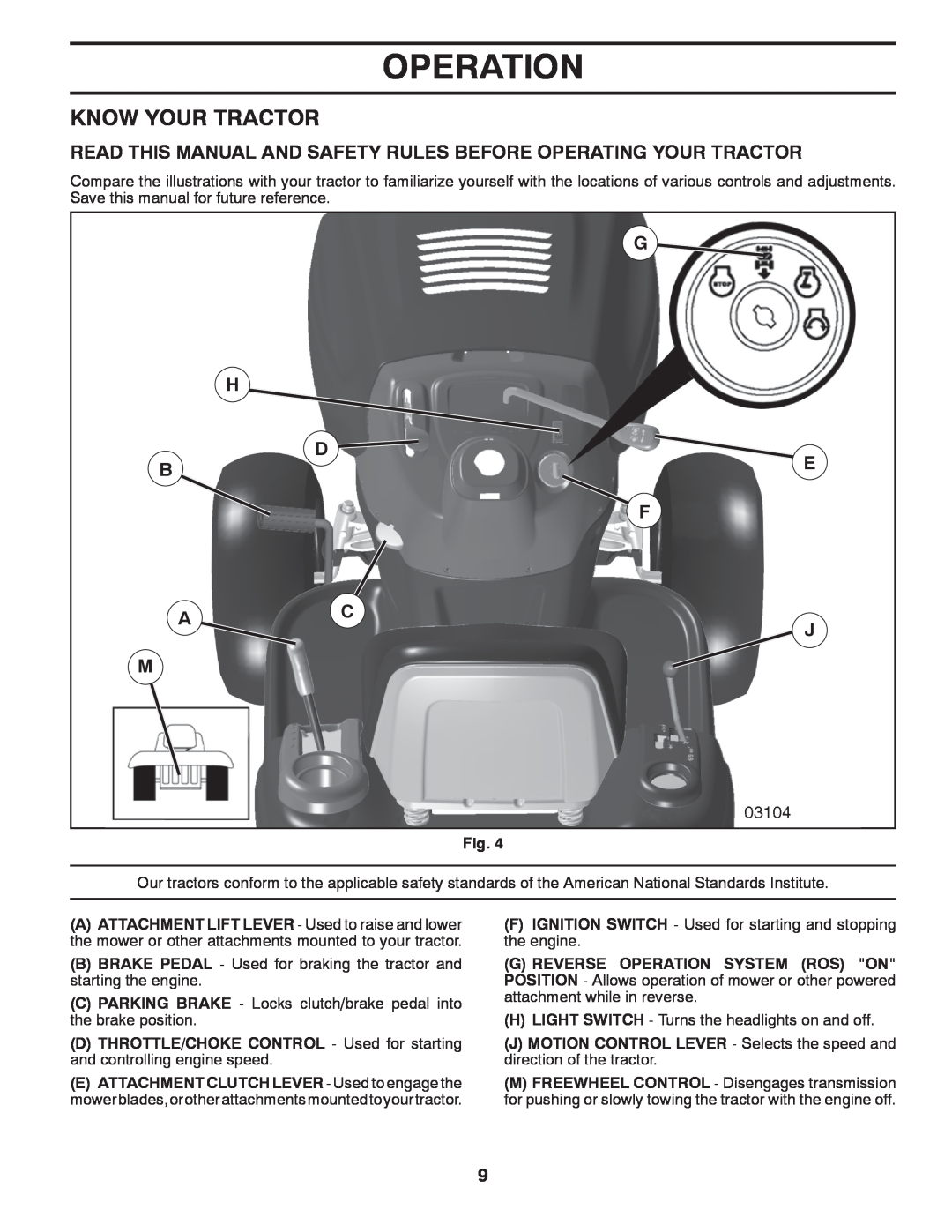 Ariens 935335 42 manual Know Your Tractor, Operation 