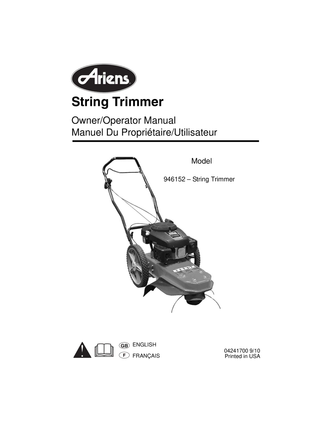 Ariens 946152 manual String Trimmer 