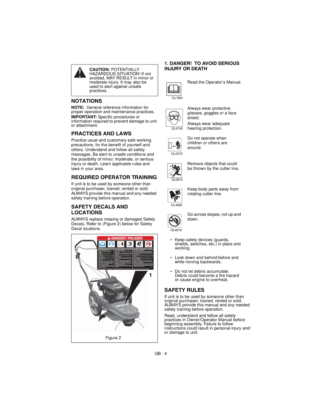 Ariens 946152 manual Notations, Practices and Laws, Required Operator Training, Safety Decals Locations, Safety Rules 