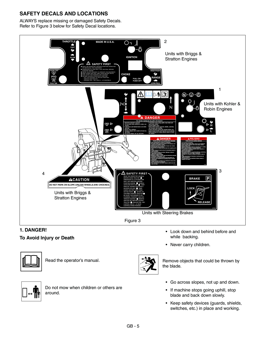 Ariens 985117, 985115, 985119, 985114 manual Safety Decals and Locations, To Avoid Injury or Death 