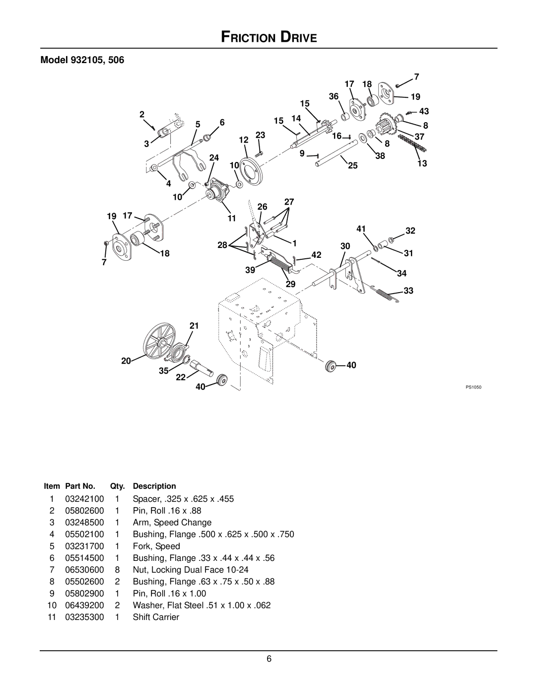 Ariens ST8526LE manual Friction Drive 