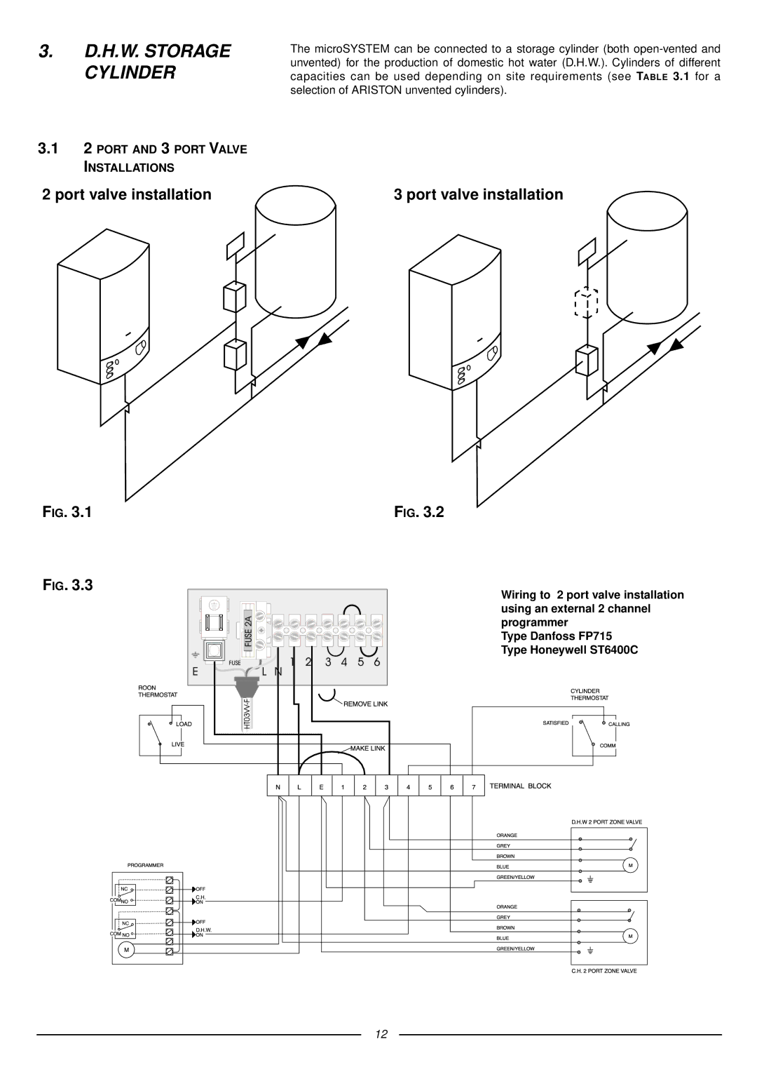 Ariston 41-116-04 installation instructions H.W. Storage Cylinder, Port and 3 Port Valve Installations 