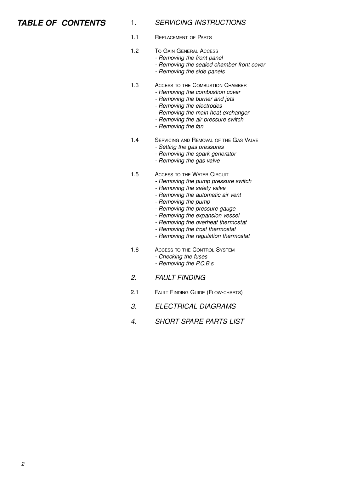 Ariston 41-116-04 installation instructions Fault Finding 