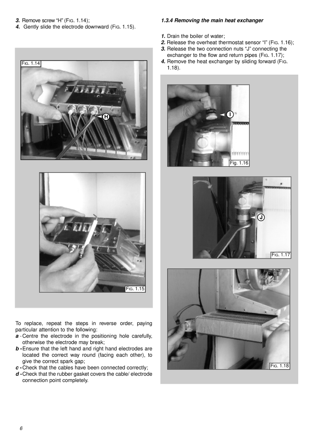 Ariston 41-116-04 installation instructions Removing the main heat exchanger 