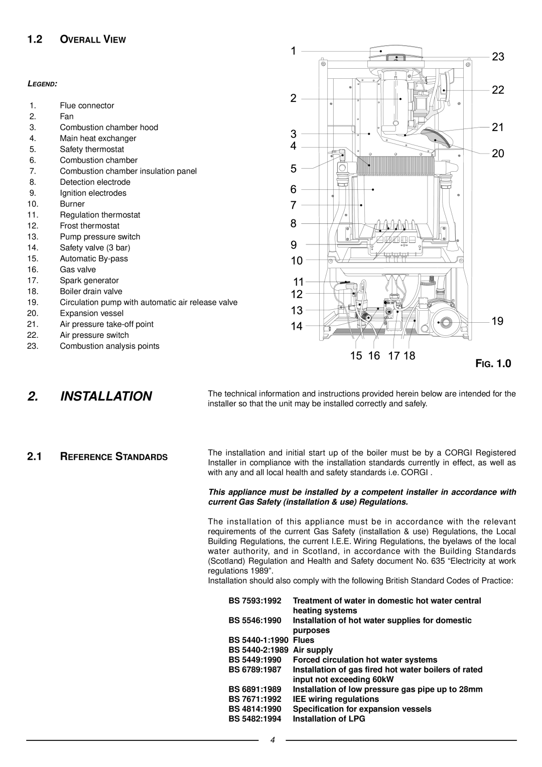 Ariston 41-116-04 installation instructions Installation, Overall View, Reference Standards 