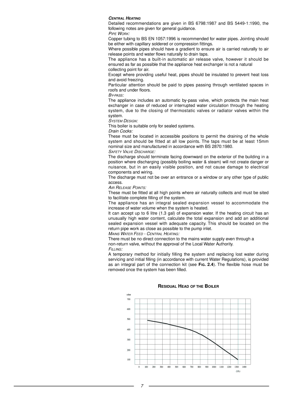 Ariston 41-116-04 installation instructions Residual Head of the Boiler 