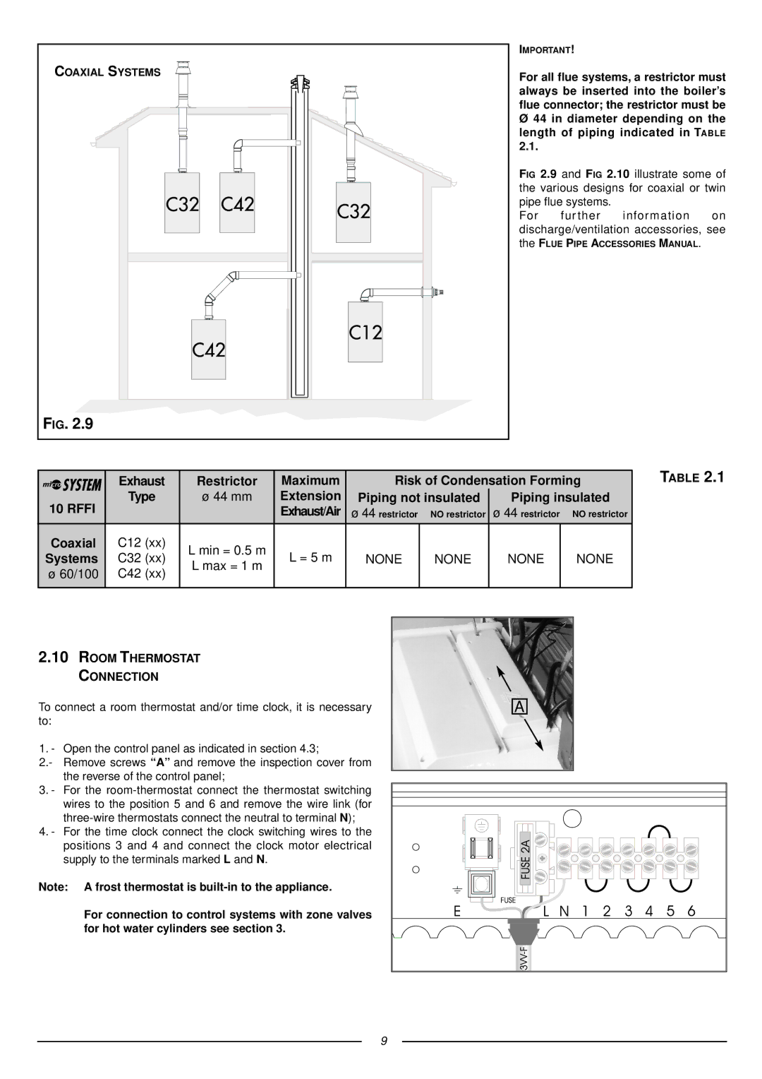 Ariston 41-116-04 installation instructions Rffi, Room Thermostat Connection 