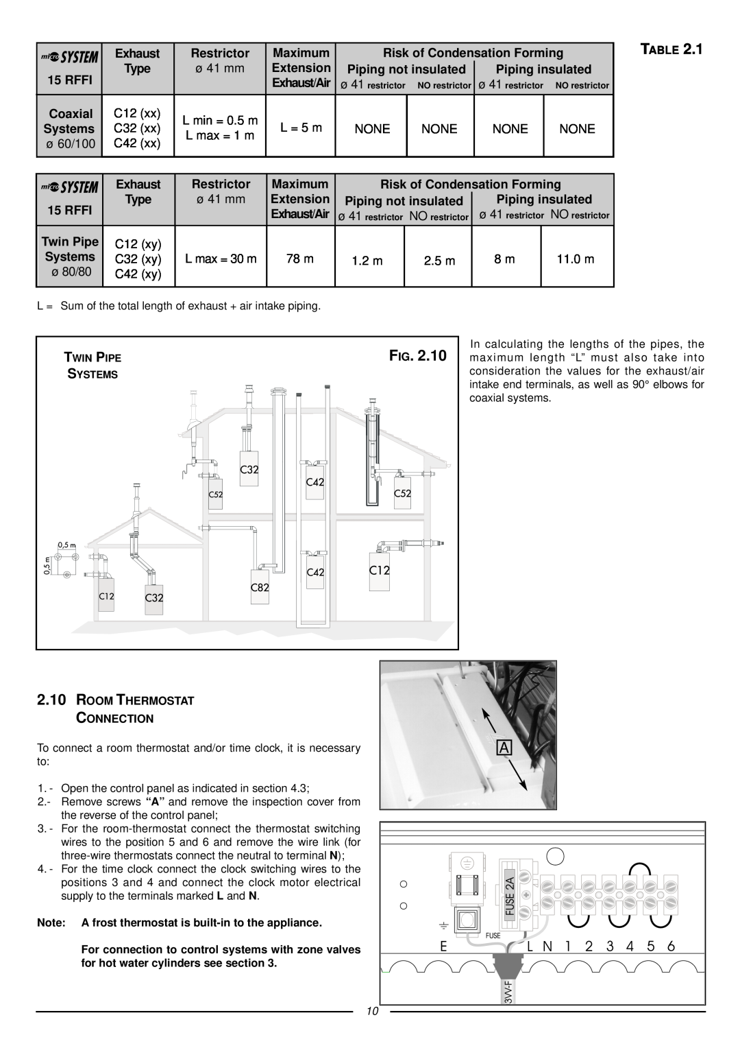 Ariston 41-116-05 installation instructions 2.10, Coaxial 