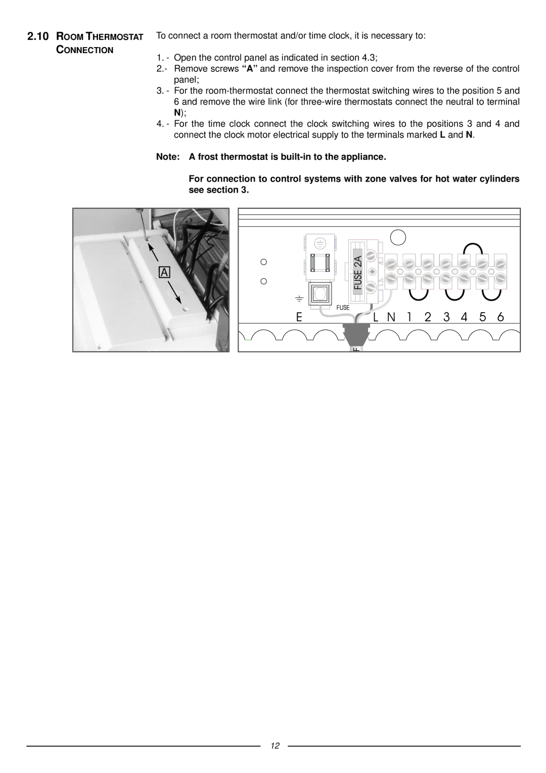 Ariston 41-116-07 installation instructions Room Thermostat Connection 