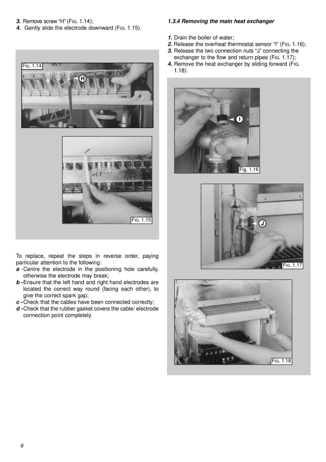 Ariston 41-116-07 installation instructions Removing the main heat exchanger 