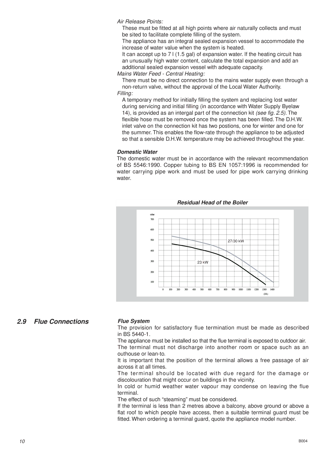 Ariston 41-116-01, 47-116-13 Flue Connections, Air Release Points, Mains Water Feed Central Heating, Filling 