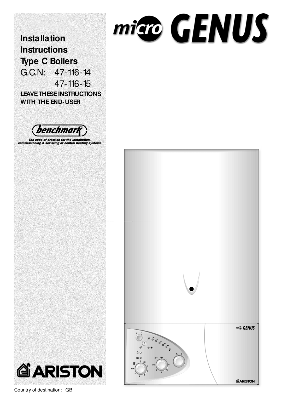 Ariston 47-116-15 installation instructions Installation Instructions Type C Boilers 