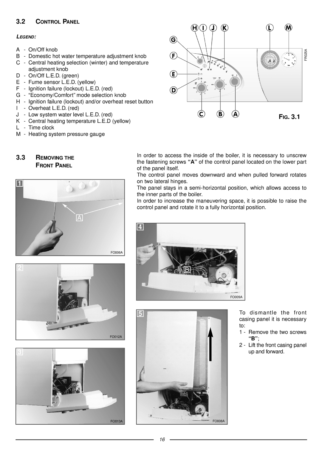 Ariston 47-116-15 installation instructions Control Panel 