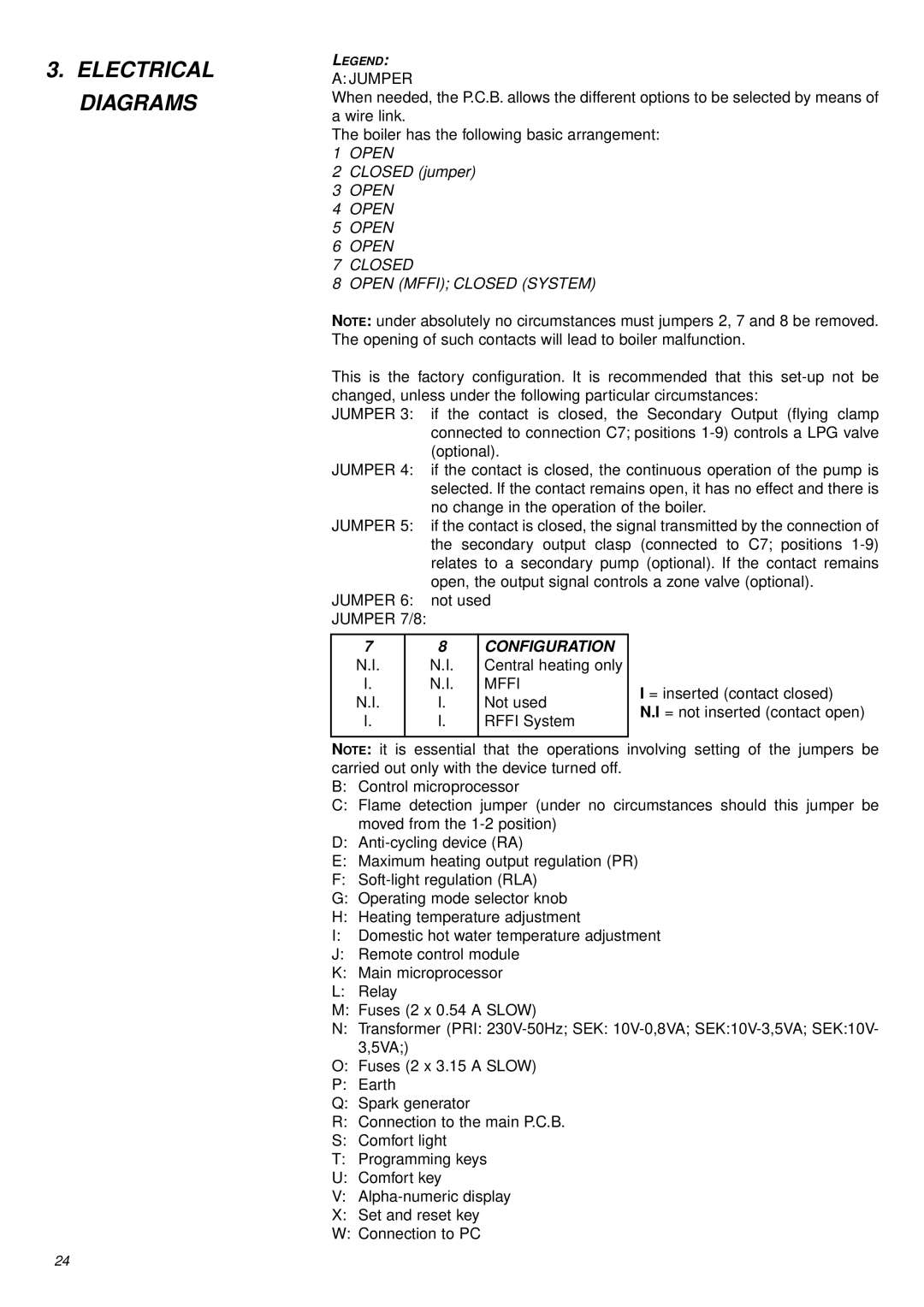 Ariston 47-116-17 installation instructions Electrical Diagrams, Jumper 