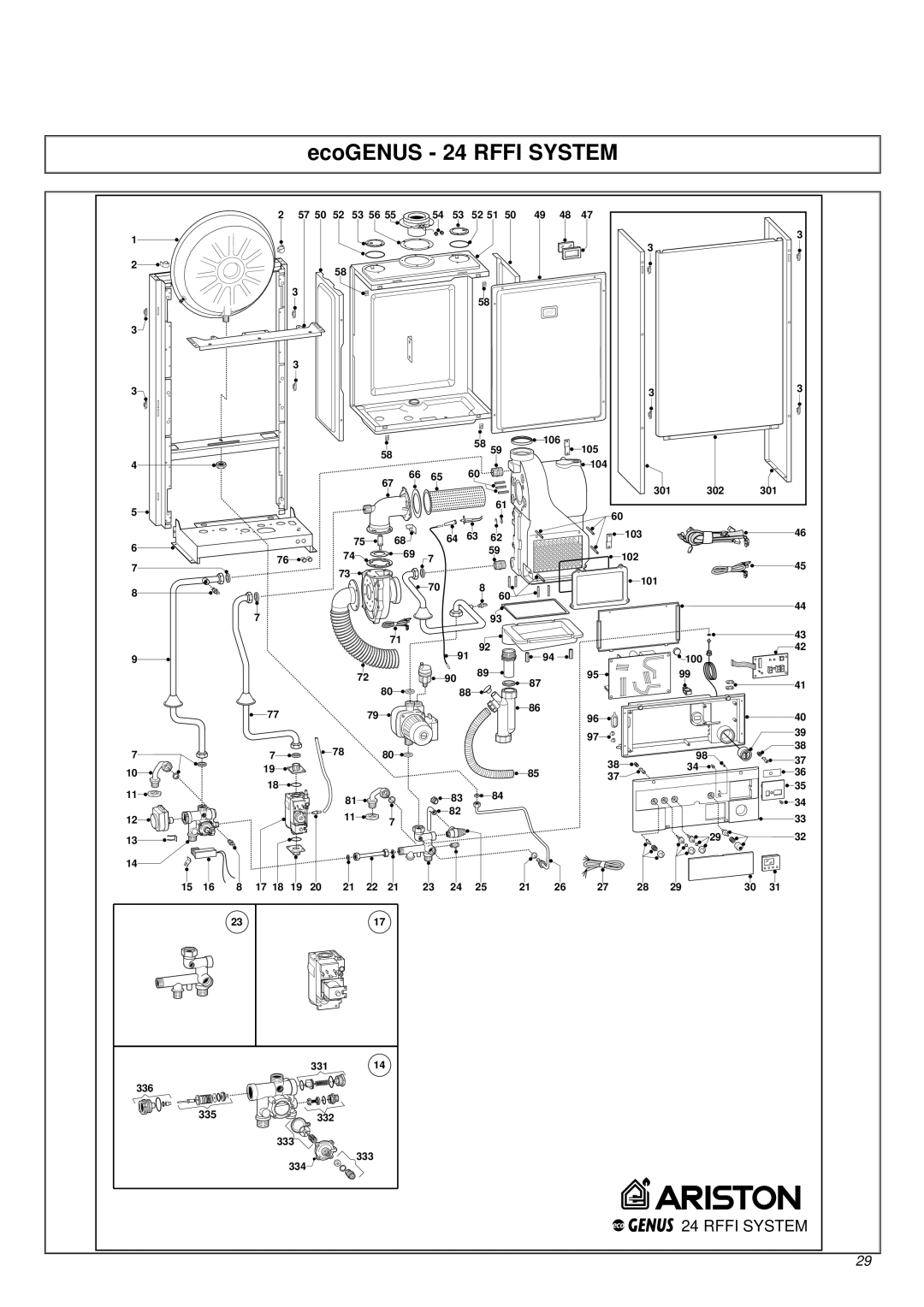 Ariston 47-116-17 installation instructions EcoGENUS 24 Rffi System 