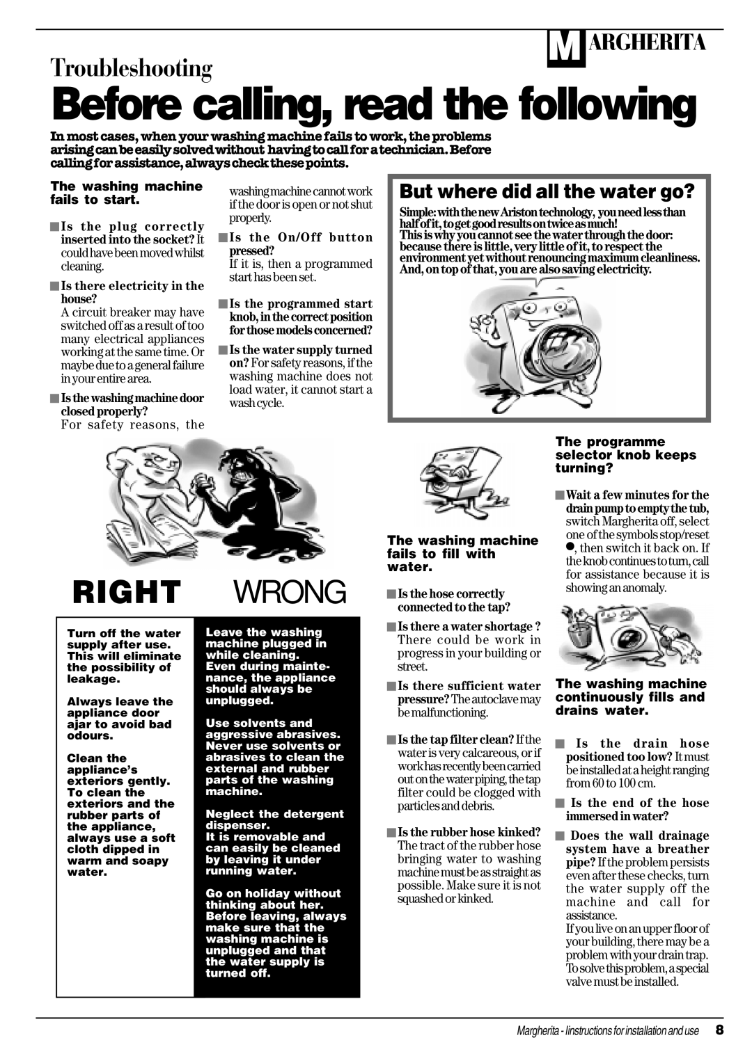 Ariston A 1124 manual Is there electricity in the house?, For safety reasons, Is the On/Off button pressed? 