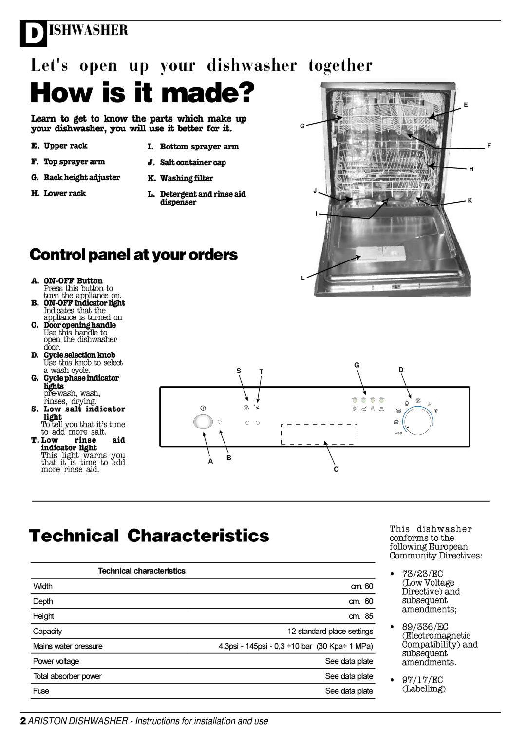 Ariston AFA 370 manual 73/23/EC, Low Voltage, Directive, Subsequent, Amendments, 89/336/EC, Electromagnetic, Compatibility 