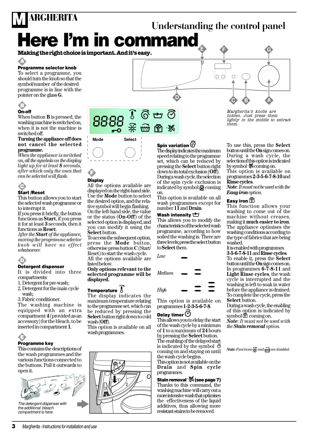 Ariston AIB 14 manual This option is available on all washprogrammes, Easyironoption, Itisenabledwithprogrammes 