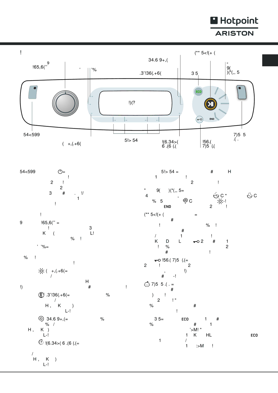 Ariston AQM8D49UH manual Pannello comandi touch control 