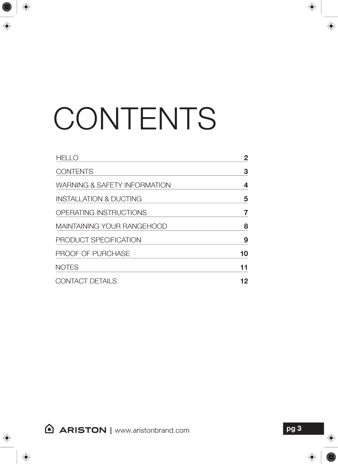 Ariston ARU52X, ARU75X user manual Contents 