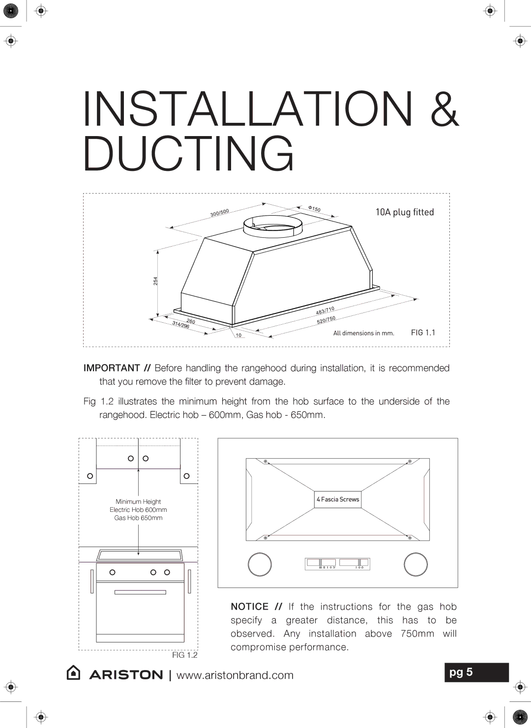 Ariston ARU52X, ARU75X user manual Installation & Ducting 