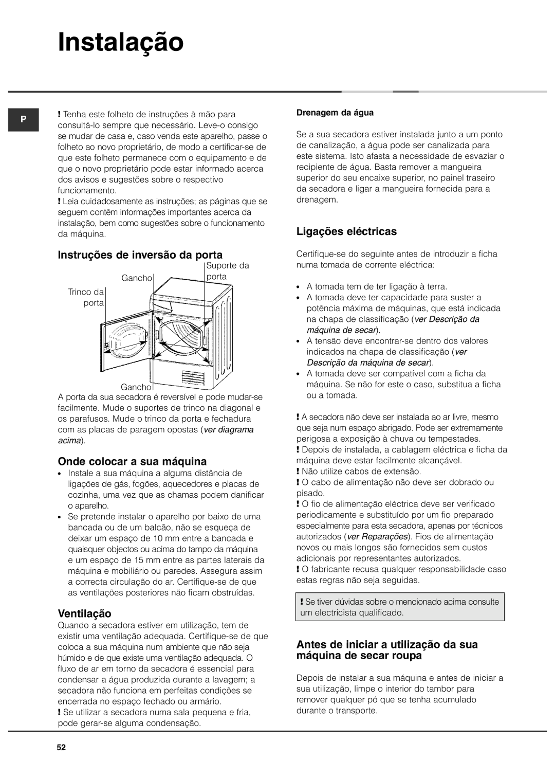 Ariston AS70CX manual Instalação 