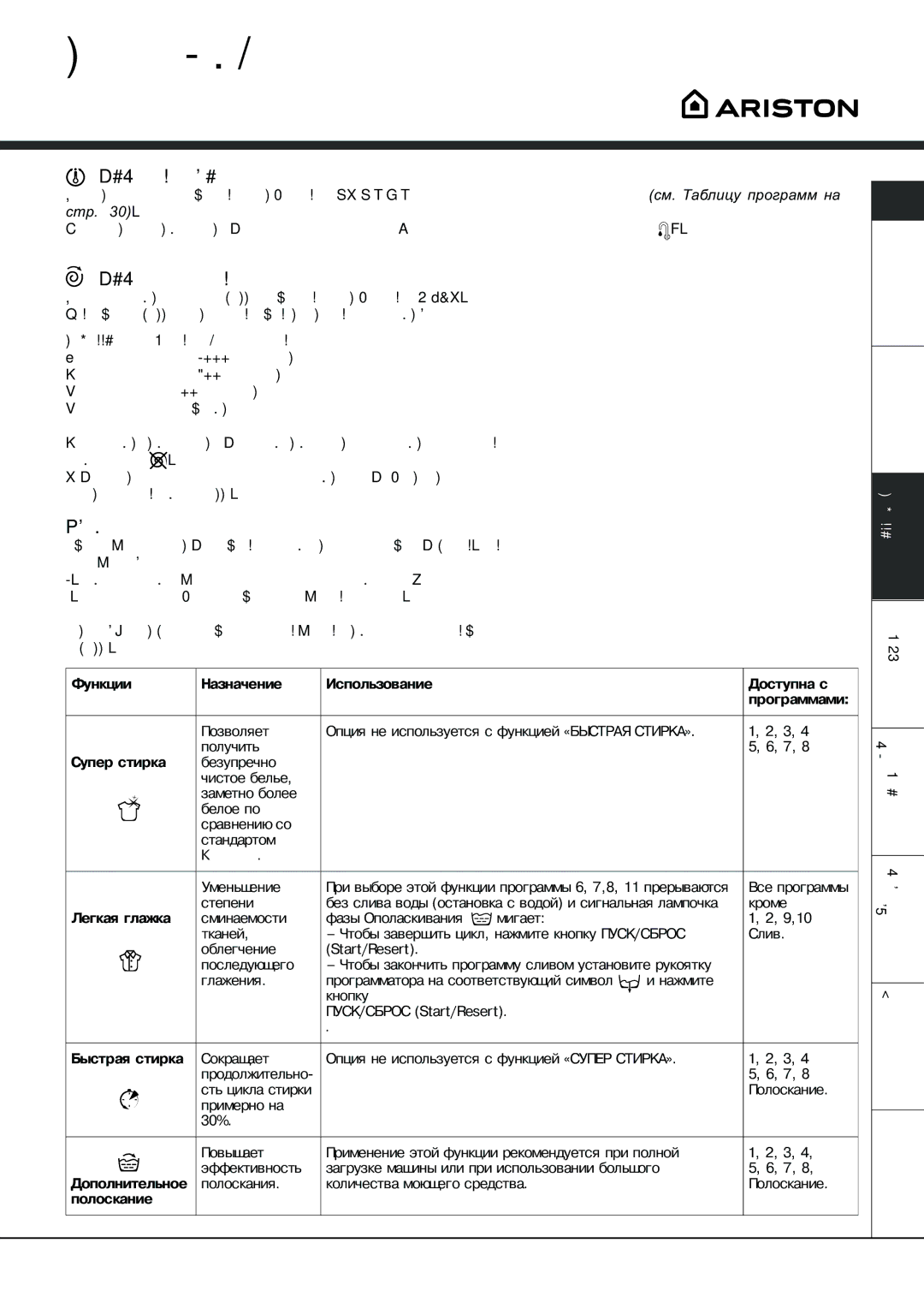 Ariston AVTL 104 manual Ïåðñîíàëèçàöèÿ ñòèðêè, Âûáîð òåìïåðàòóðû, Âûáîð ñêîðîñòè îòæèìà, Ôóíêöèè 