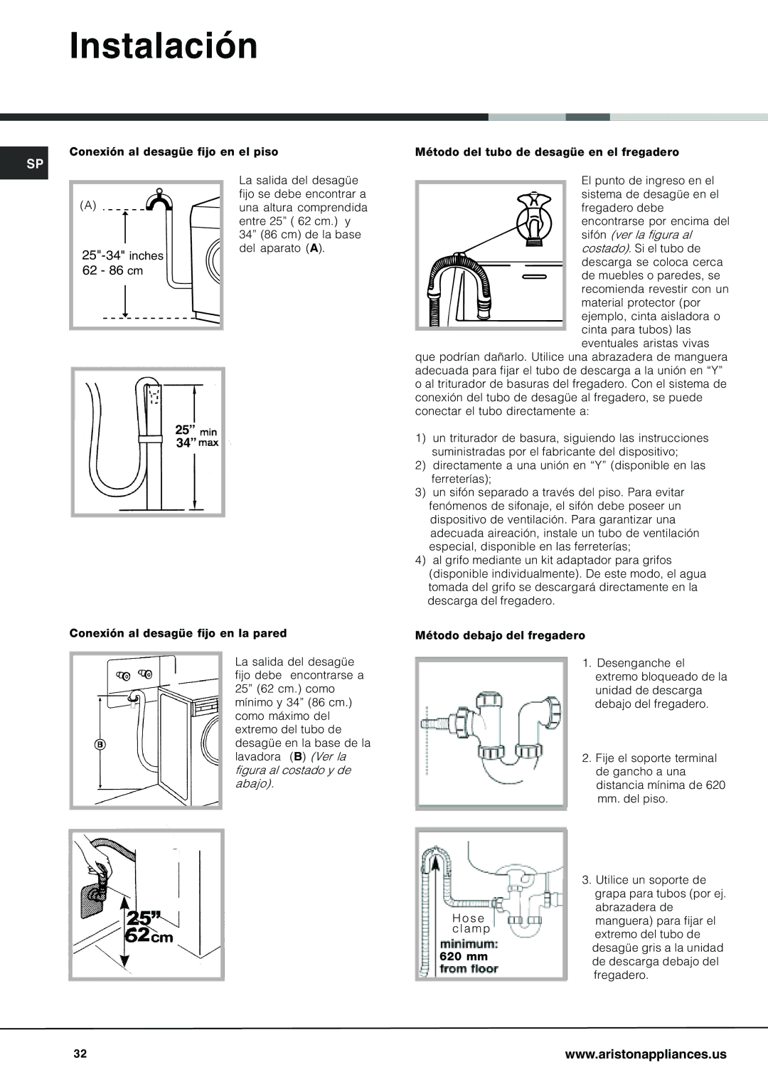 Ariston AW 125 important safety instructions Inches 