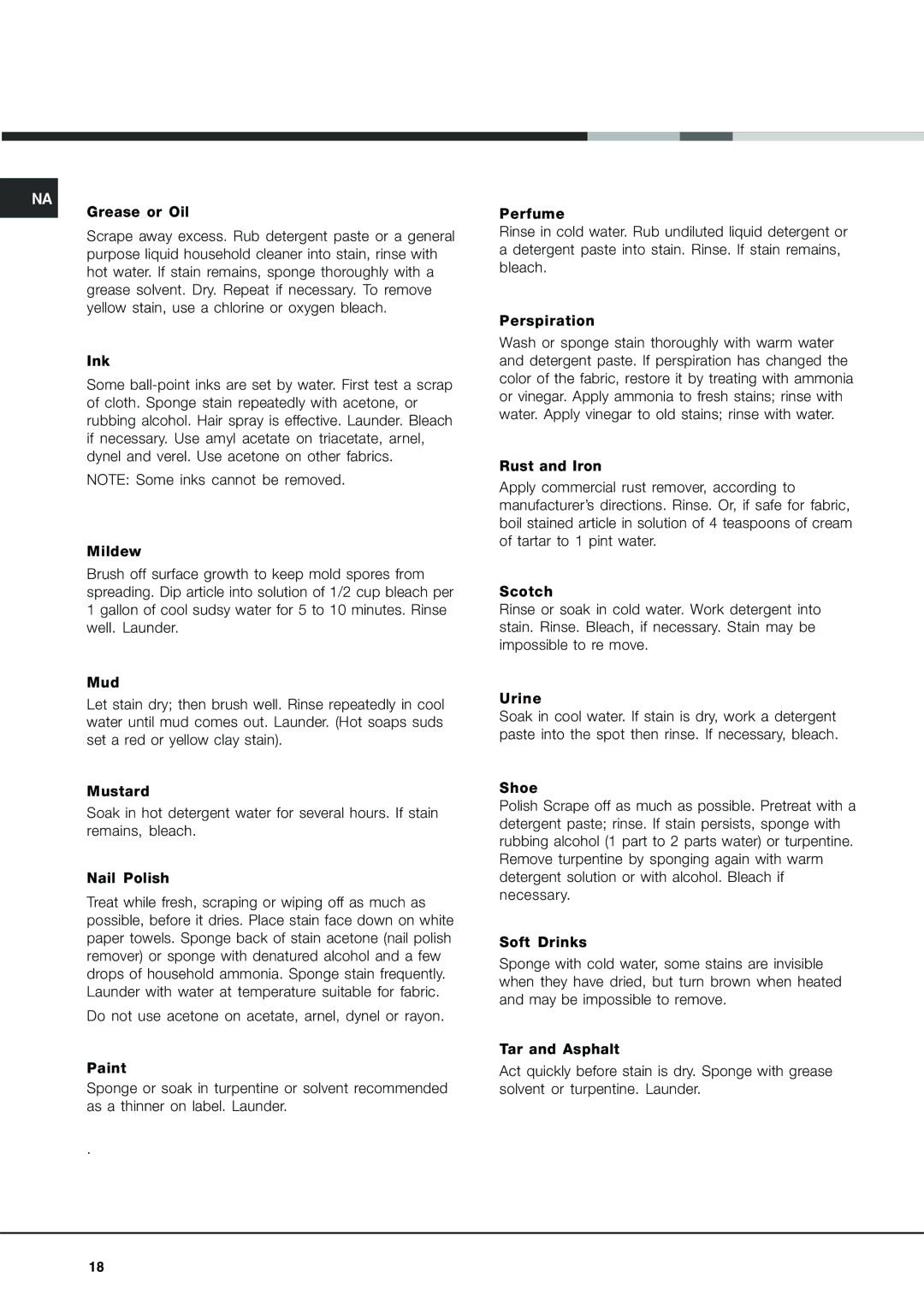 Ariston AW 149 important safety instructions 