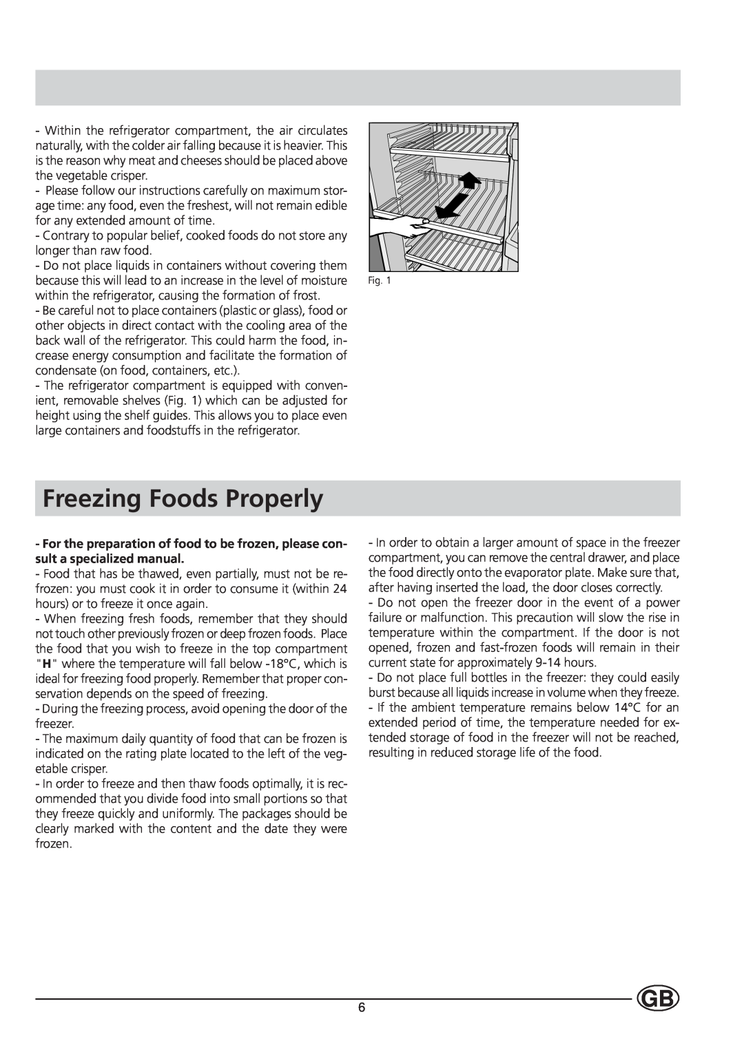 Ariston BC 311 I manual Freezing Foods Properly 