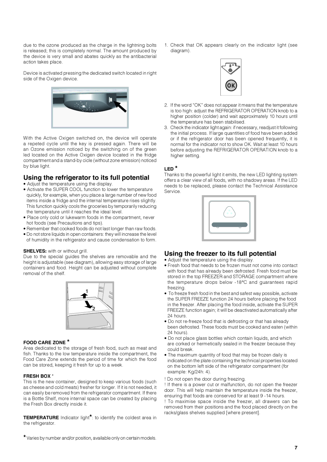 Ariston BCB 33 A F (AUS) Using the refrigerator to its full potential, Using the freezer to its full potential, Fresh BOX 