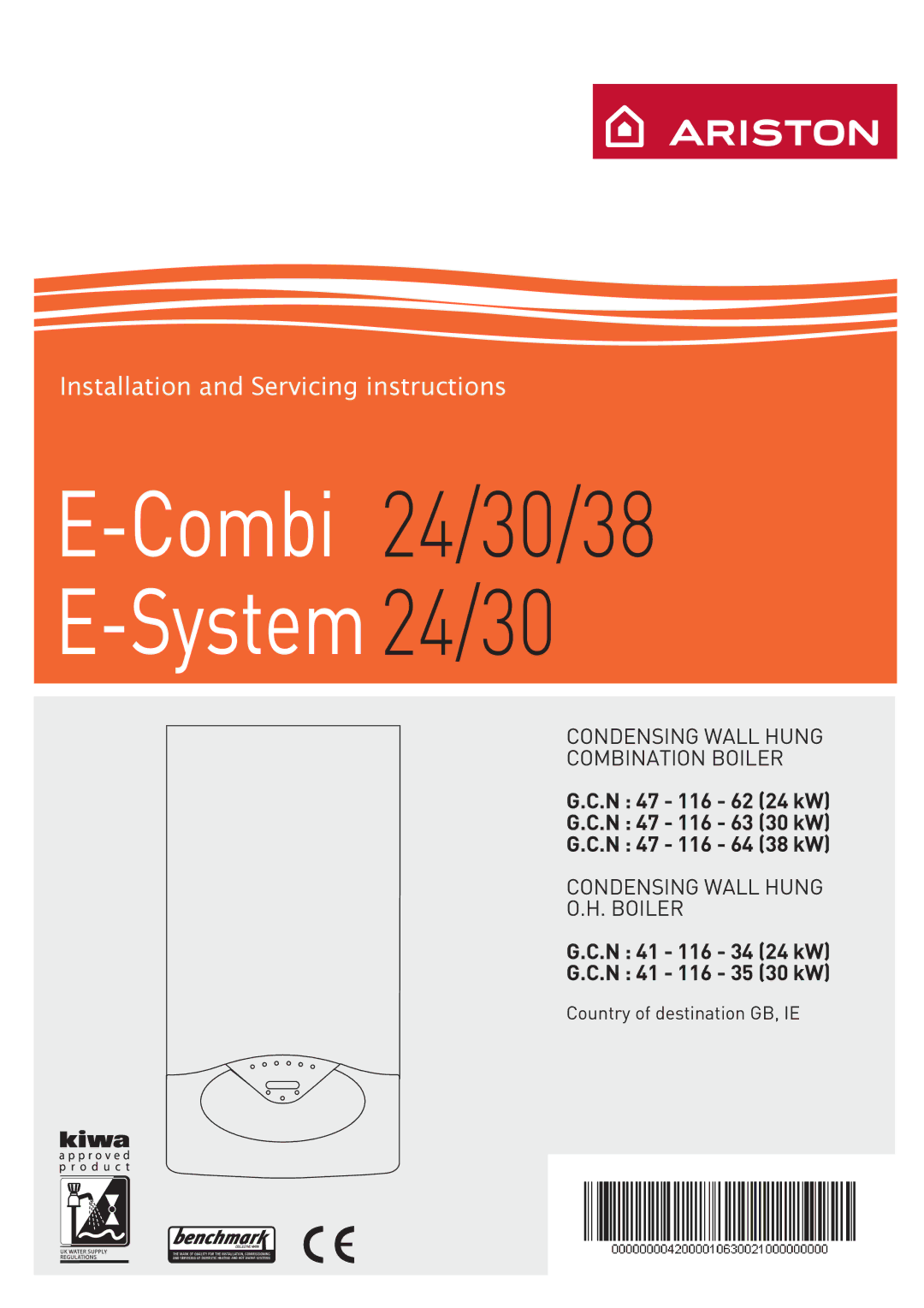 Ariston E-COMBI 24 30 38 manual Combi 24/30/38 System24/30 