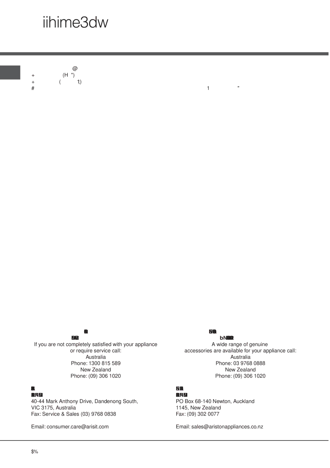 Ariston FH 527 IX AUS, FH 527 AUS manual Assistance, Ariston Genuine Accessories Priority Service Spare Parts 