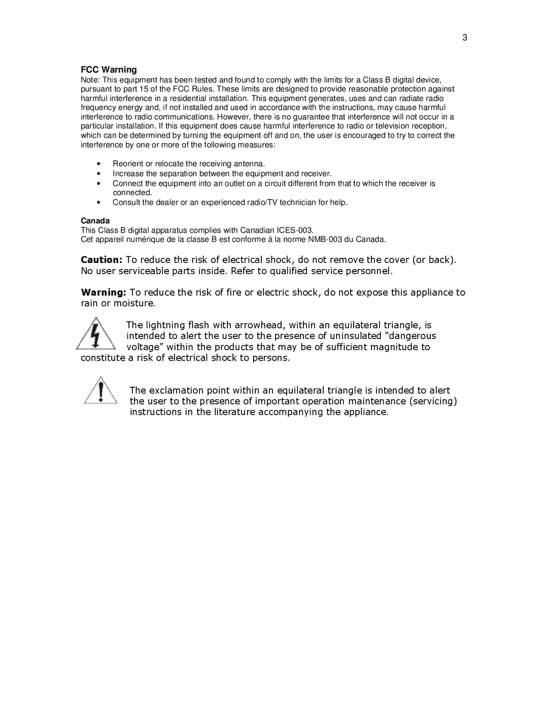 Ariston GSZ67 installation instructions FCC Warning 