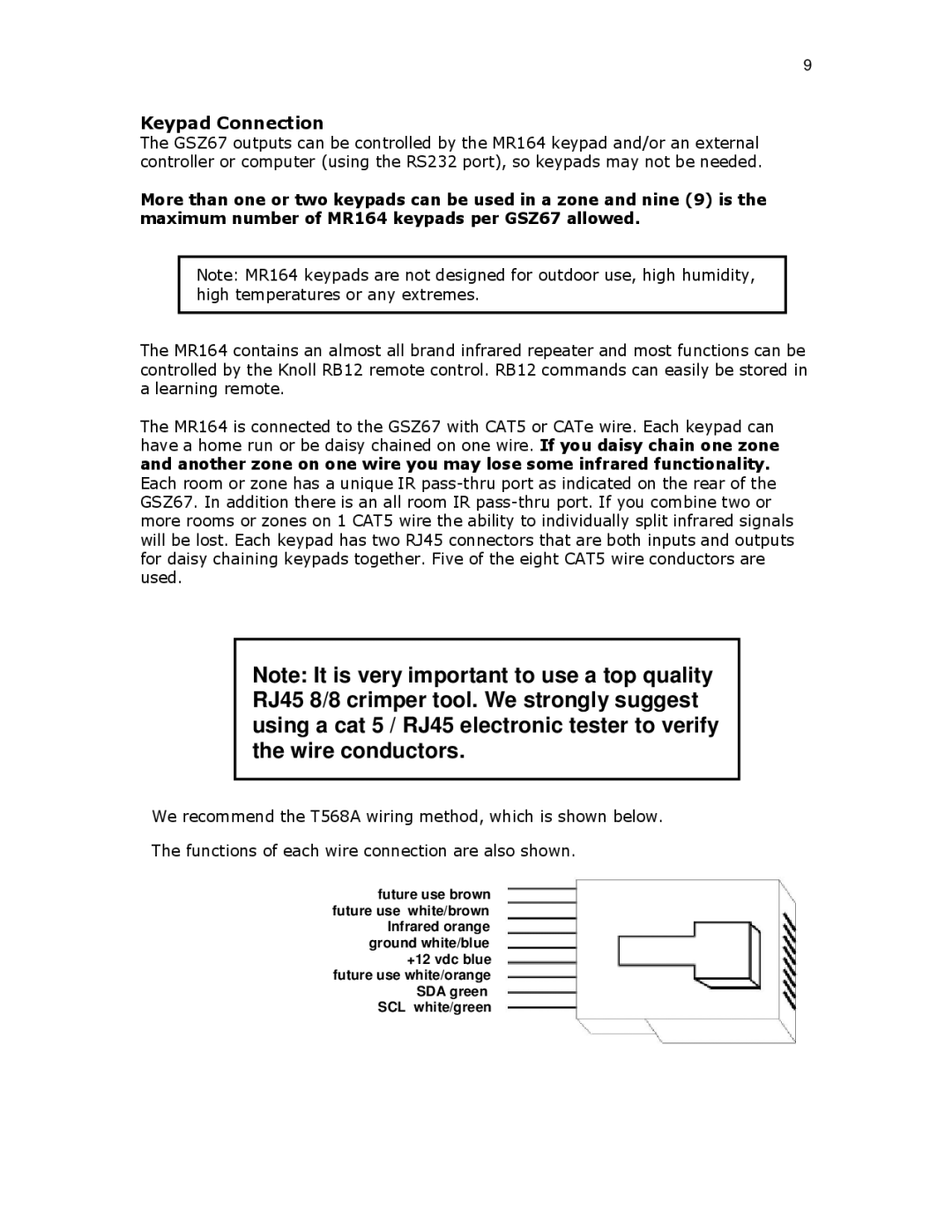 Ariston GSZ67 installation instructions Keypad Connection 