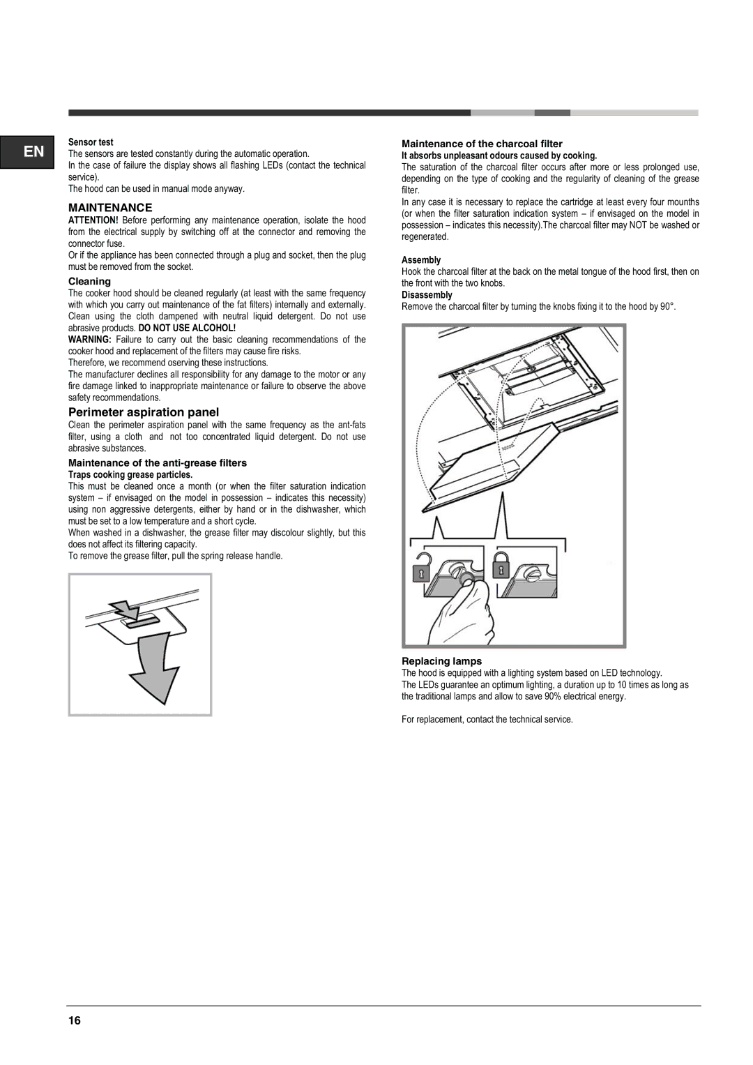 Ariston HBK 9 LS X manual Maintenance, Sensor test, Assembly, Disassembly 