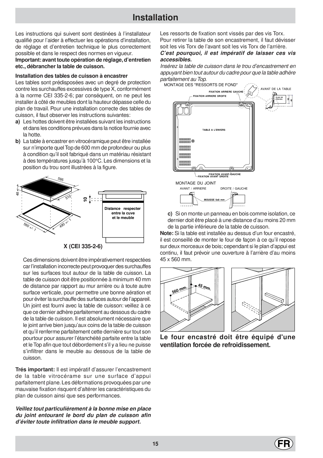 Ariston KT 8104 QO manual Montage DU Joint 