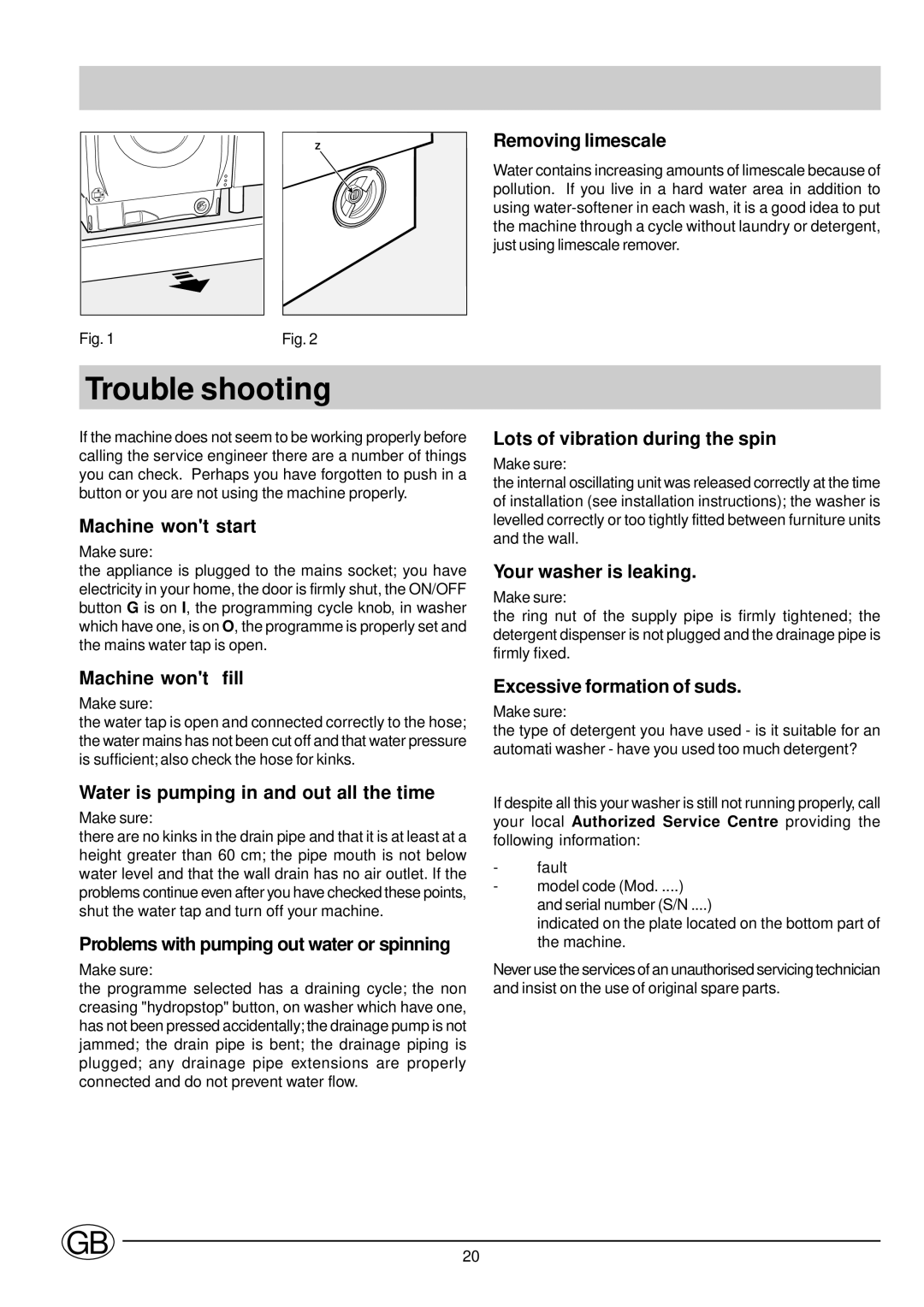 Ariston LB6TX manual Trouble shooting 