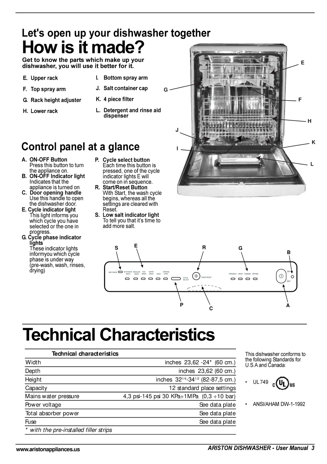 Ariston LL 64 B-S-W manual How is it made?, Technical Characteristics 