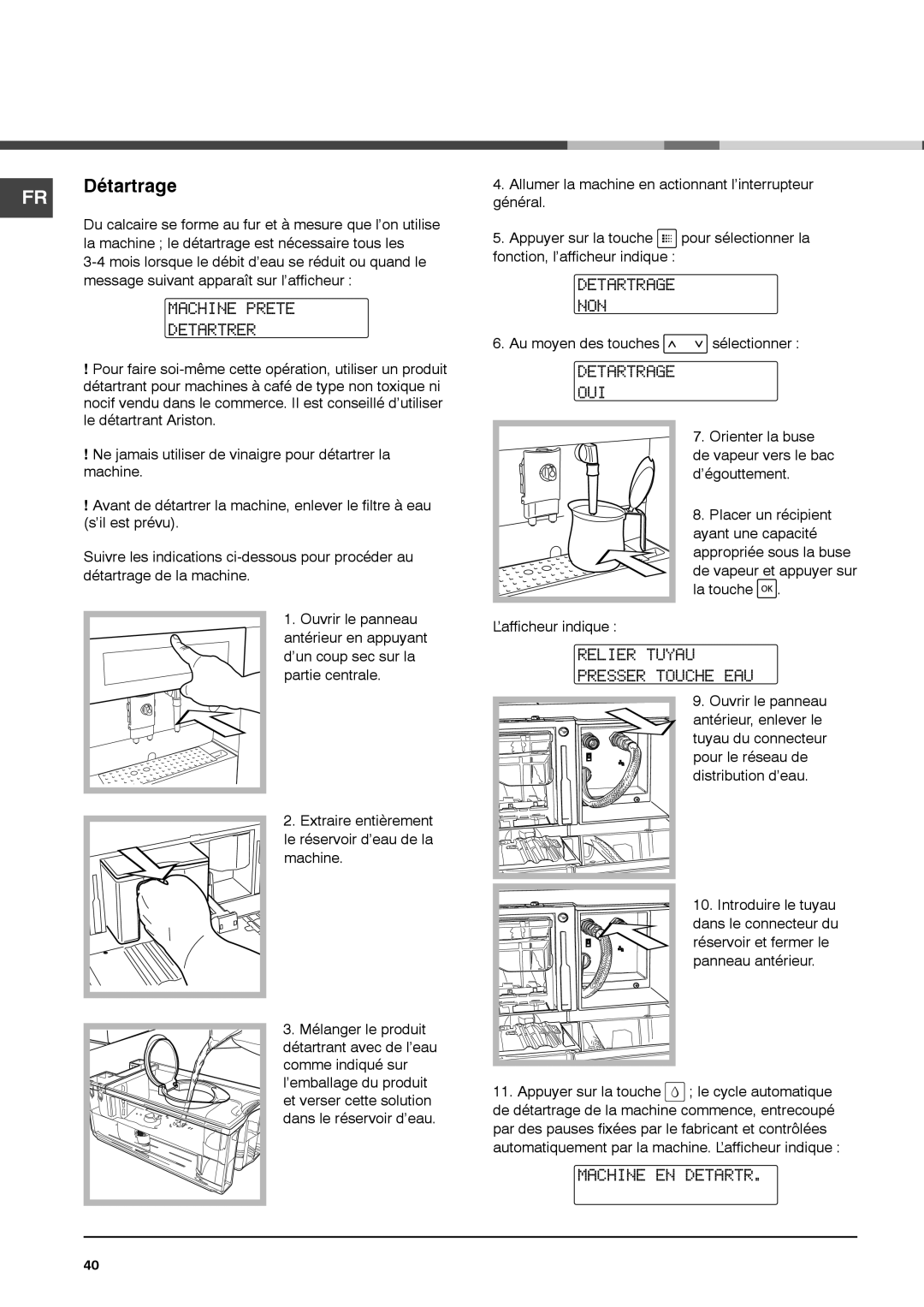 Ariston MCA15NAP manual FR Détartrage 