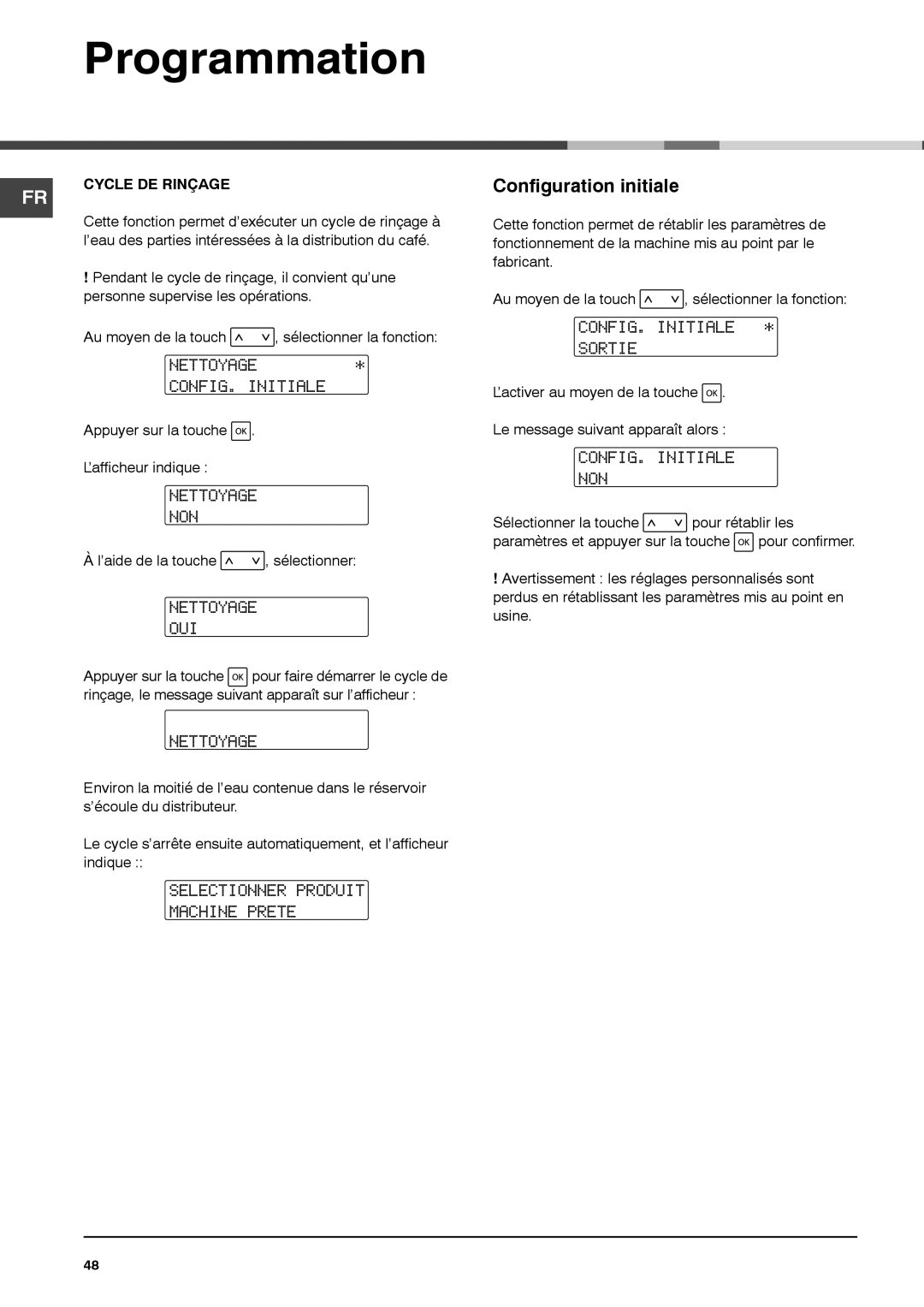 Ariston MCA15NAP manual Configuration initiale 